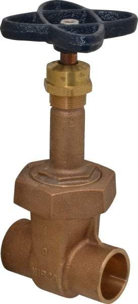 NIBCO - 1" Pipe, Class 150, Soldered Bronze Solid Wedge Rising Stem Gate Valve - 300 WOG, 150 WSP, Bolted Bonnet - Apex Tool & Supply