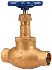 NIBCO - 1" Pipe, Soldered Ends, Bronze Integral Globe Valve - PTFE Disc, Screw-In Bonnet, 200 psi WOG, 125 psi WSP, Class 125 - Apex Tool & Supply