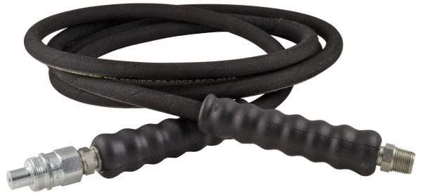 Enerpac - 1/4" Inside Diam x 3/8 NPT 2' Hydraulic Pump Hose - 10,000 psi, AH-604 Opposite End, Rubber - Apex Tool & Supply
