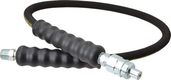 Enerpac - 1/4" Inside Diam x 3/8 NPT 3' Hydraulic Pump Hose - 10,000 psi, AH-604 Opposite End, Rubber - Apex Tool & Supply