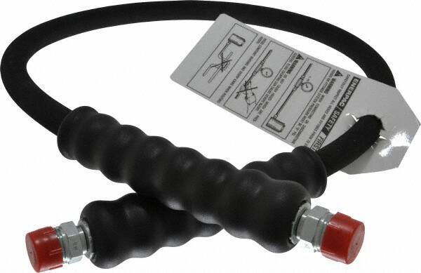 Enerpac - 1/4" Inside Diam x 3/8 NPT 3' Hydraulic Pump Hose - 10,000 psi, 3/8 NPTF Male Opposite End, Rubber - Apex Tool & Supply