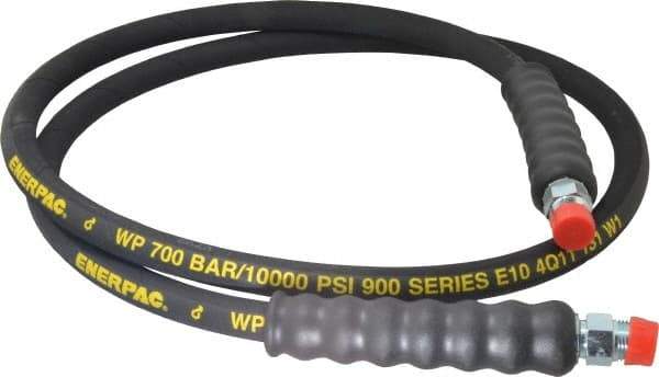 Enerpac - 3/8" Inside Diam x 3/8 NPT 6' Hydraulic Pump Hose - 10,000 psi, 3/8 NPTF Male Opposite End, Rubber - Apex Tool & Supply