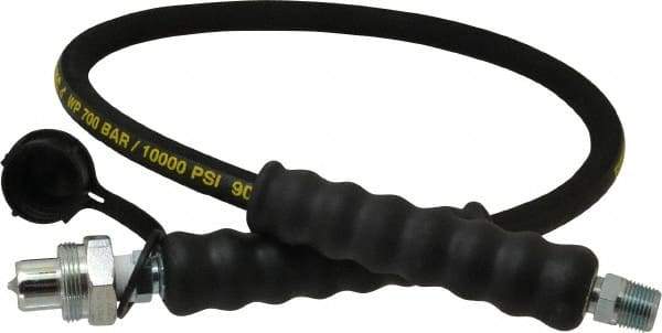Enerpac - 1/4" Inside Diam x 3/8 NPT 3' Hydraulic Pump Hose - 10,000 psi, CH-604 Opposite End, Rubber - Apex Tool & Supply