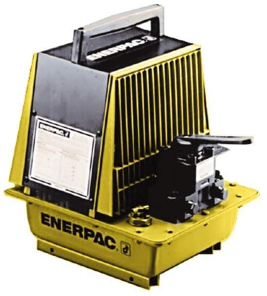 Enerpac - 10,000 psi Air-Hydraulic Pump & Jack - 1 Gal Oil Capacity, 4-Way, 3 Position Valve, Use with Double Acting Cylinders, Advance, Hold & Retract - Apex Tool & Supply