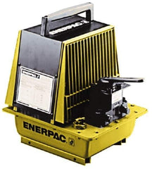 Enerpac - 10,000 psi Air-Hydraulic Pump & Jack - 2 Gal Oil Capacity, 3-Way, 2 Position Valve, Use with Single Acting Cylinders, Advance & Retract - Apex Tool & Supply