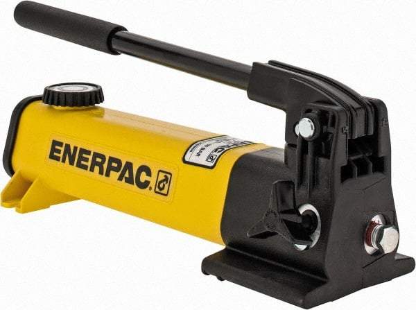 Enerpac - 1/2" Piston Stroke, 3/8" Diam, 0.055" Cu In per Stroke, 20 Cu In Reservoir Capacity, Manual Hydraulic Pump - 10,000 psi, 72 Lbs. Max Handle Effort - Apex Tool & Supply