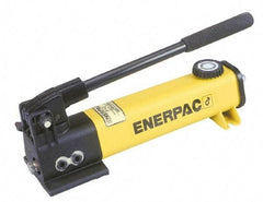 Enerpac - 1" Piston Stroke, 7/16" Diam, 0.151 Cu In per Stroke, 55 Cu In Reservoir Capacity, Manual Hydraulic Pump - 10,000 psi, 72 Lbs. Max Handle Effort - Apex Tool & Supply