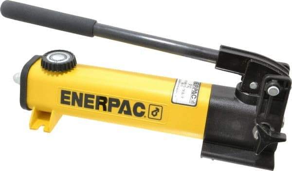 Enerpac - 1/2" Piston Stroke, 3/4" Diam, 0.221, 0.055" Cu In per Stroke, 20 Cu In Reservoir Capacity, Manual Hydraulic Pump - 10,000 psi, 78 Lbs. Max Handle Effort - Apex Tool & Supply