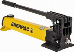 Enerpac - 1" Piston Stroke, 0.94" Diam, 0.687, 0.151" Cu In per Stroke, 55 Cu In Reservoir Capacity, Manual Hydraulic Pump - 10,000 psi, 93 Lbs. Max Handle Effort - Apex Tool & Supply