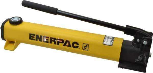 Enerpac - 1/2" Piston Stroke, 3/4" Diam, 0.221, 0.055" Cu In per Stroke, 55 Cu In Reservoir Capacity, Manual Hydraulic Pump - 10,000 psi, 63 Lbs. Max Handle Effort - Apex Tool & Supply