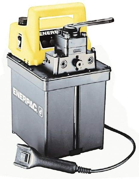 Enerpac - 10,000 psi Electric Hydraulic Pump & Jack - 0.5 Gal Oil Capacity, 4-Way, 3 Position Valve, Use with Double Acting Cylinders, Advance, Hold & Retract - Apex Tool & Supply