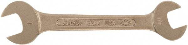 Ampco - 23mm x 26mm Nonsparking Open End Wrench - 9" OAL, Double End, Plain Finish - Apex Tool & Supply