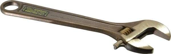 Ampco - 15/16" Jaw Capacity, 6" Nonsparking Adjustable Wrench - Aluminum Bronze, Plain Finish - Apex Tool & Supply