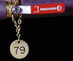 NMC - 1-1/2" High x 1-1/2" Long, [Number Set 51-75], Safety & Facility Valve Tag - 1 Side, Gold Brass - Apex Tool & Supply