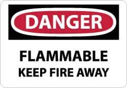 NMC - Danger - Flammable - Keep Fire Away, Aluminum Fire Sign - 14" Wide x 10" High - Apex Tool & Supply