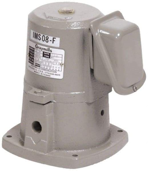 Graymills - 230/460 Volt, 1/8 hp, 3 Phase, 3,450 RPM, Cast Iron Suction Machine Tool & Recirculating Pump - 9.5 GPM, 3/8" Inlet, 12 psi, 5-1/2" Long x 5-1/2" Mounting Flange Width, 7-3/32" Overall Height, Metric Thread, Plastic Impeller - Apex Tool & Supply