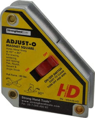Strong Hand Tools - 3-3/4" Wide x 1-1/8" Deep x 4-3/8" High Magnetic Welding & Fabrication Square - 65 Lb Average Pull Force - Apex Tool & Supply
