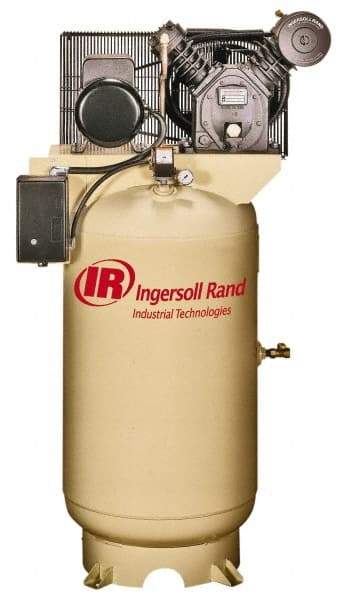 Ingersoll-Rand - 7.5 hp, 80 Gal Stationary Electric Vertical Air Compressor - Single Phase, 175 Max psi, 24 CFM, 230 Volt - Apex Tool & Supply