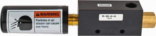 Gast - 4 CFM Open Flow Venturi Single Stage Vacuum Generator - 3/8 FPT Vacuum Port, 27 In/Hg Max Vacuum Pressure, 30-3/4 Max psi, 6.4 CFM Air Consumption & 8.18" Length x 1.66" Wide x 1.66" High - Apex Tool & Supply