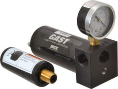 Gast - 12 CFM Open Flow Venturi Single Stage Vacuum Generator - 1/2 FPT Vacuum Port, 27 In/Hg Max Vacuum Pressure, 68 Max psi, 4.9 CFM Air Consumption & 8.64" Length x 3" Wide x 4.90" High - Apex Tool & Supply