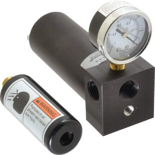 Gast - 17 CFM Open Flow Venturi Single Stage Vacuum Generator - 1/2 FPT Vacuum Port, 27 In/Hg Max Vacuum Pressure, 68 Max psi, 7 CFM Air Consumption & 10.22" Length x 3" Wide x 5.00" High - Apex Tool & Supply