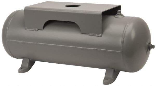 Made in USA - 10 Gallon, 200 Max psi Horizontal Tank with Plate - 30" Tank Length x 10" Tank Diam - Apex Tool & Supply