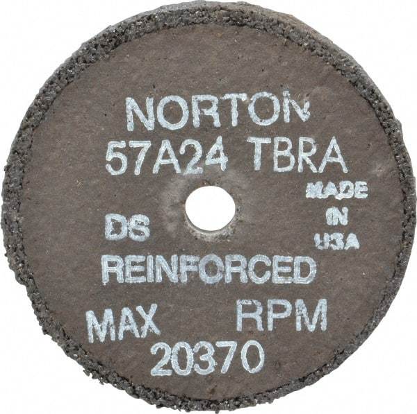 Norton - 3" Diam x 3/8" Hole x 1/4" Thick, T Hardness, 24 Grit Surface Grinding Wheel - Aluminum Oxide, Type 1, Very Coarse Grade, 20,370 Max RPM, No Recess - Apex Tool & Supply