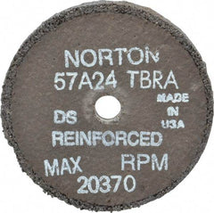 Norton - 3" Diam x 3/8" Hole x 1/4" Thick, T Hardness, 24 Grit Surface Grinding Wheel - Aluminum Oxide, Type 1, Very Coarse Grade, 20,370 Max RPM, No Recess - Apex Tool & Supply