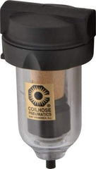 Coilhose Pneumatics - 3/8" Port, 5" High, FRL Filter with Polycarbonate Bowl & Automatic Drain - 150 Max psi, 120°F Max, 4 oz Bowl Capacity - Apex Tool & Supply
