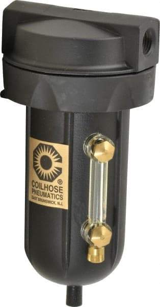 Coilhose Pneumatics - 1/4" Port, 5" High, FRL Filter with Aluminum Bowl & Automatic Drain - 250 Max psi, 250°F Max, 4 oz Bowl Capacity - Apex Tool & Supply