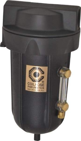 Coilhose Pneumatics - 1/2" Port, 7" High, FRL Filter with Aluminum Bowl & Automatic Drain - 250 Max psi, 250°F Max, 8 oz Bowl Capacity - Apex Tool & Supply