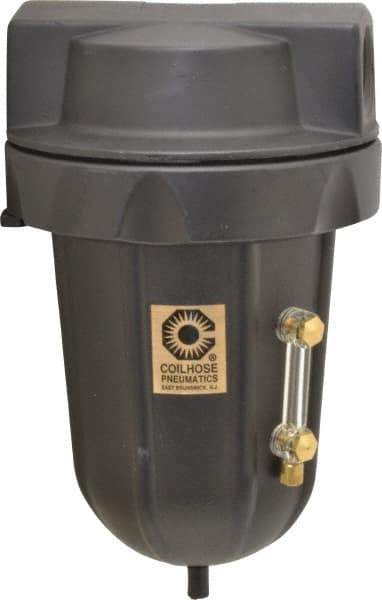 Coilhose Pneumatics - 3/4" Port, 9" High, FRL Filter with Aluminum Bowl & Automatic Drain - 250 Max psi, 250°F Max, 23 oz Bowl Capacity - Apex Tool & Supply
