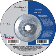 Sait - 7" Wheel Diam, 3/32" Wheel Thickness, Type 27 Depressed Center Wheel - Ceramic, Resinoid Bond, 8,500 Max RPM, Compatible with Angle Grinder - Apex Tool & Supply
