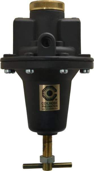 Coilhose Pneumatics - 3/4 NPT Port, 160 CFM, Cast Aluminum Heavy-Duty T-Handle Regulator - 0 to 200 psi Range, 250 Max psi Supply Pressure, 1/4" Gauge Port Thread, 5" Wide x 8-1/2" High - Apex Tool & Supply