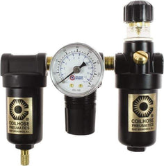Coilhose Pneumatics - 1/4" NPT Port Miniature 3 Piece Filter-Regulator-Lubricator FRL Unit - Metal Bowl, 25 SCFM, 250 Max psi, 6.125" High, Manual Drain - Apex Tool & Supply