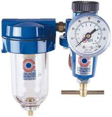 Coilhose Pneumatics - 1/2" NPT Port Heavy Duty 2 Piece Filter-Regulator FRL Unit - Polycarbonate Bowl, 125 Max psi, 7.875" High - Apex Tool & Supply