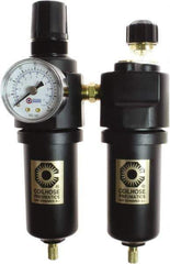 Coilhose Pneumatics - 3/8" NPT Port Compact 2 Piece Filter/Regulator-Lubricator FRL Unit - Zinc Bowl, 65 SCFM, 250 Max psi, 8" High, Automatic Drain - Apex Tool & Supply