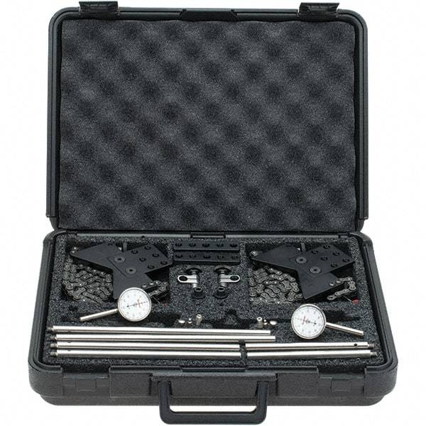 Starrett - 8 Piece, 0.2" Max Measuring, 1-7/16" Dial Diam, 0-50-0 Dial Reading, White Shaft Alignment Clamp Set - 0.001" Dial Graduation - Apex Tool & Supply