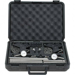 Starrett - 8 Piece, 0.2" Max Measuring, 1-7/16" Dial Diam, 0-50-0 Dial Reading, White Shaft Alignment Clamp Set - 0.001" Dial Graduation - Apex Tool & Supply