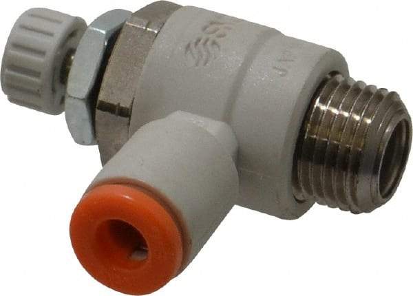 SMC PNEUMATICS - 5/32" Tube OD x 1/8" Male NPT Flow Control Elbow Valve - Meter Out - Apex Tool & Supply