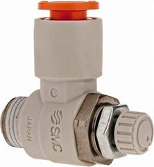SMC PNEUMATICS - 1/4" Tube OD x 1/8" Male NPT Flow Control Elbow Valve - Meter Out - Apex Tool & Supply