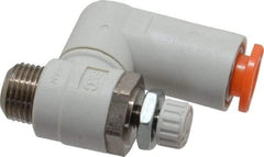 SMC PNEUMATICS - 1/4" Tube OD x 1/8" Male NPT Flow Control Offset Inline Valve - Meter Out - Apex Tool & Supply