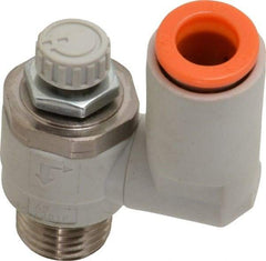 SMC PNEUMATICS - 5/16" Tube OD x 1/4" Male NPT Flow Control Offset Inline Valve - Meter Out - Apex Tool & Supply