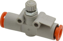SMC PNEUMATICS - 1/4" Tube OD x 1/8 Body Flow & Speed Control Valve - Speed Control Inline Type with One Touch Fitting - Apex Tool & Supply