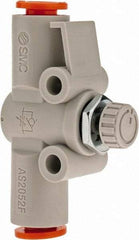 SMC PNEUMATICS - 1/4" Tube OD x 1/4 Body Flow & Speed Control Valve - Speed Control Inline Type with One Touch Fitting - Apex Tool & Supply