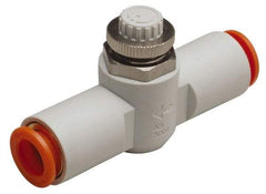 SMC PNEUMATICS - 3/16" Tube OD x 1/8 Body Flow & Speed Control Valve - Speed Control Inline Type with One Touch Fitting - Apex Tool & Supply