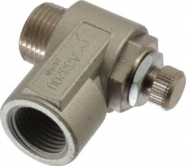 SMC PNEUMATICS - 3/8" Male NPT x 3/8" Female NPT Flow & Speed Control Valve - Elbow Type - Apex Tool & Supply