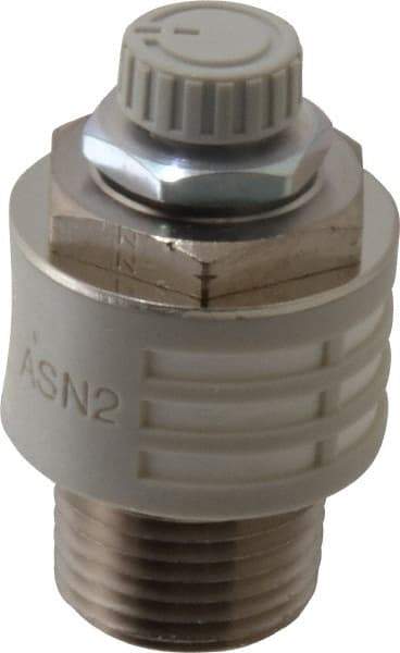 SMC PNEUMATICS - 1/2" Male NPT Metering Valve With Silencer - 24.5mm squared Orifice & 24 dB Noise Reduction Rate - Apex Tool & Supply