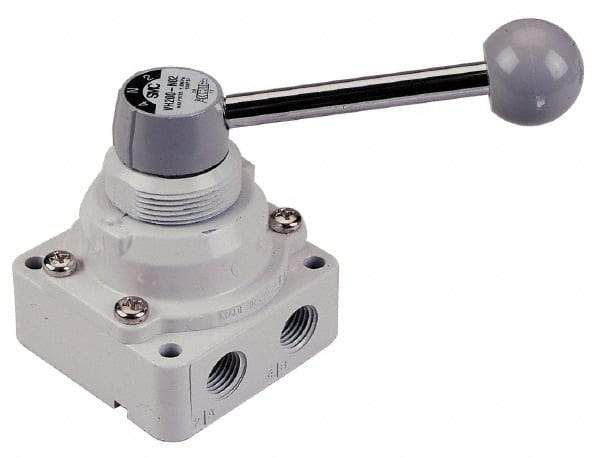 SMC PNEUMATICS - 1/2" NPT Rotary Hand Air Valve - 3 Position, 3.1 CV Rate, 150 Max psi & 140°F Max Temp - Apex Tool & Supply