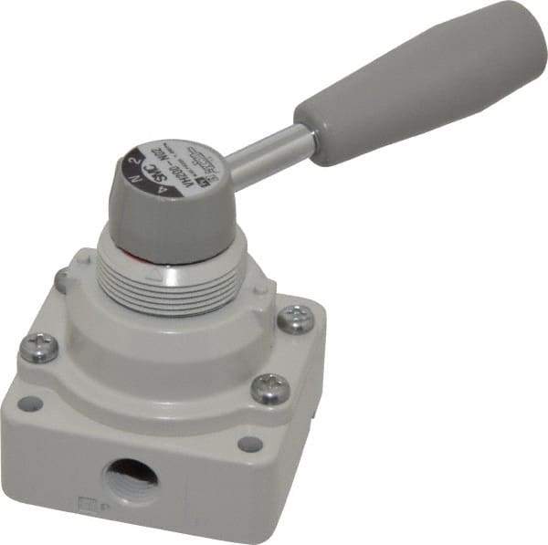 SMC PNEUMATICS - 1/4" NPT Rotary Hand Air Valve - 3 Position, 0.4 CV Rate, 150 Max psi & 140°F Max Temp - Apex Tool & Supply